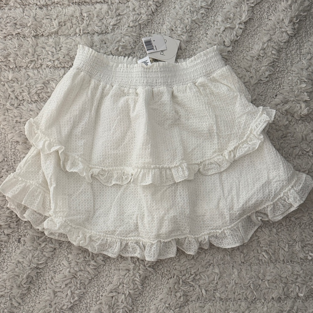 Peixoto Ivory Ruffled Skater Skirt